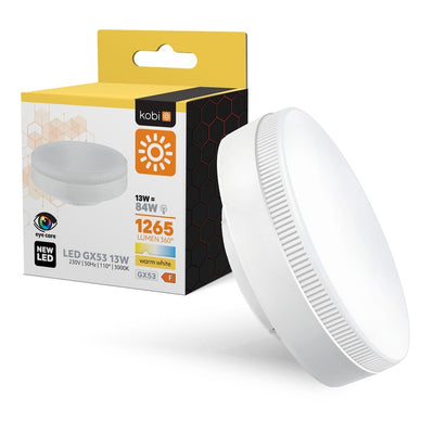 LED Lamp GX53 13W=84W, 1265 Lumen, warmwit 3000K, 110°, 230V