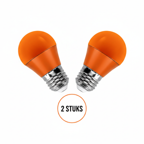 Gekleurde lamp E27 oranje, kogellamp grote fitting, LED 4W, 280 lm, 2 stuks