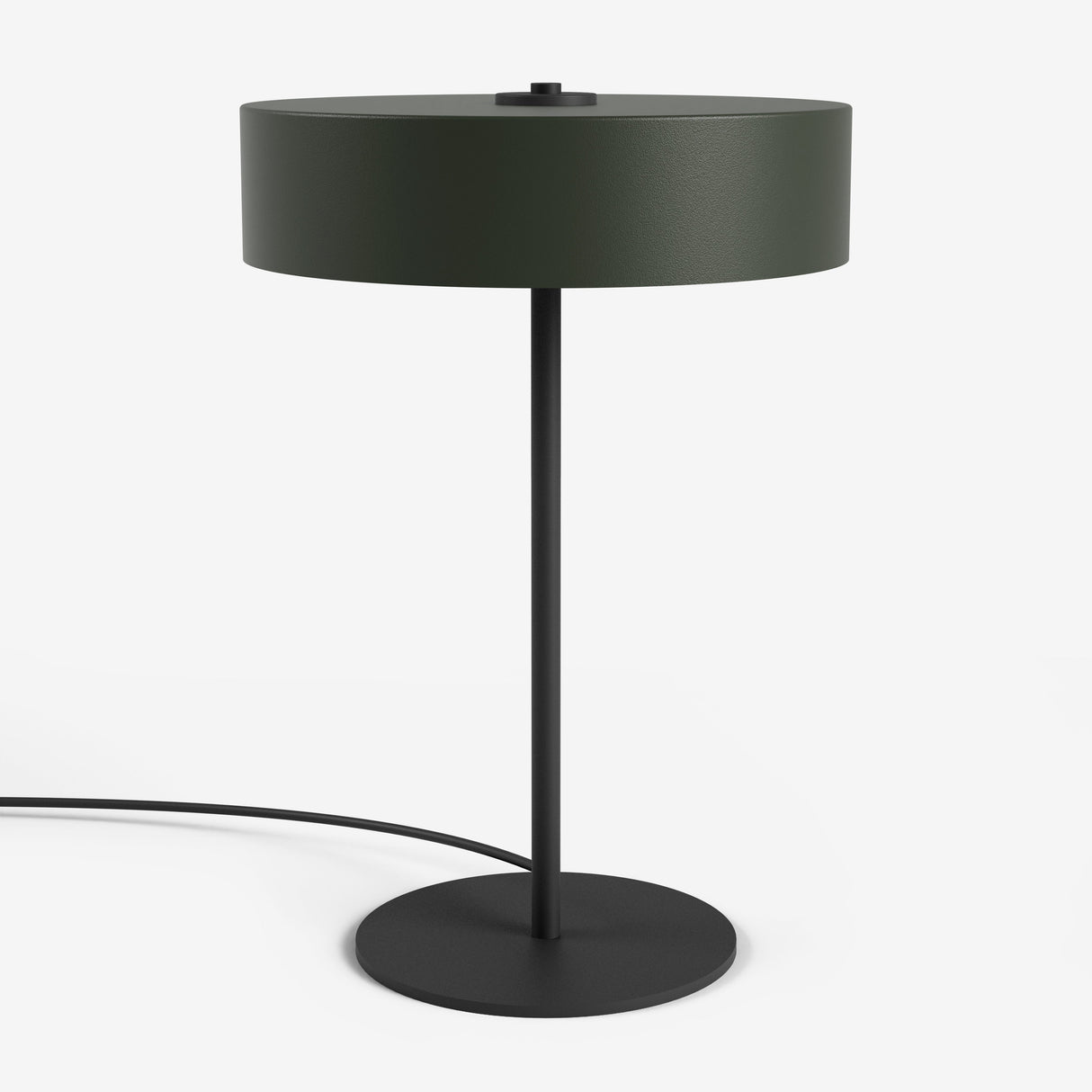 Studio Monton tafellamp met een zwart metalen voet en een groene lampenkap voor moderne inrichting