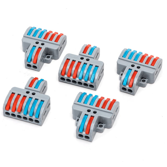 Set van vijf Aigostar Lasklem LT-623 aansluitmaterialen voor LED-verlichting in grijs met rode en blauwe clips