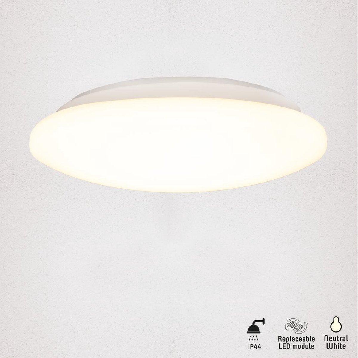 LED Plafondlamp Badkamer - 1600 Lumen - 15W - Koelwit 4000K - IP44 Spatwaterdicht - 30 cm - Wit