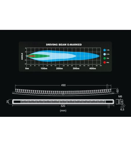 Barre à LED - Ledson - Blade - 20.5" - 52 cm - fumée - incurvée - conduite