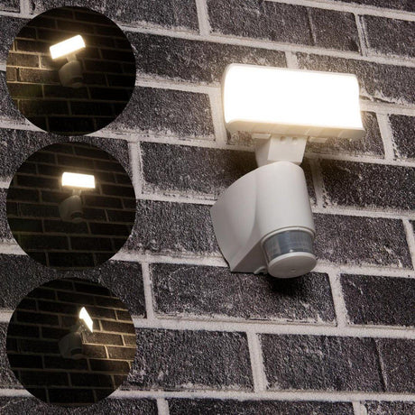 Applique murale LED 1100 lumens - 18 W - Blanc froid 4000 K - Capteur de mouvement avec suivi du corps - IP44 - Blanc