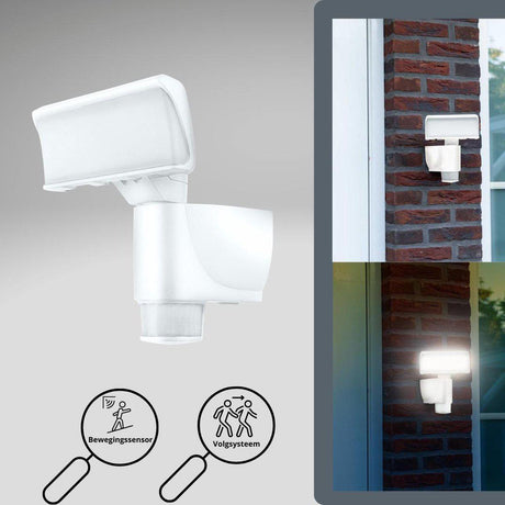 Applique murale LED 1100 lumens - 18 W - Blanc froid 4000 K - Capteur de mouvement avec suivi du corps - IP44 - Blanc