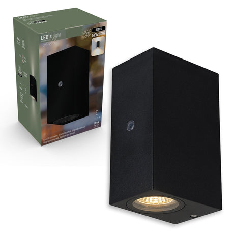 LED Wandlamp met Daglichtsensor 2x GU10 - IP44 - Zwart - Up & Down
