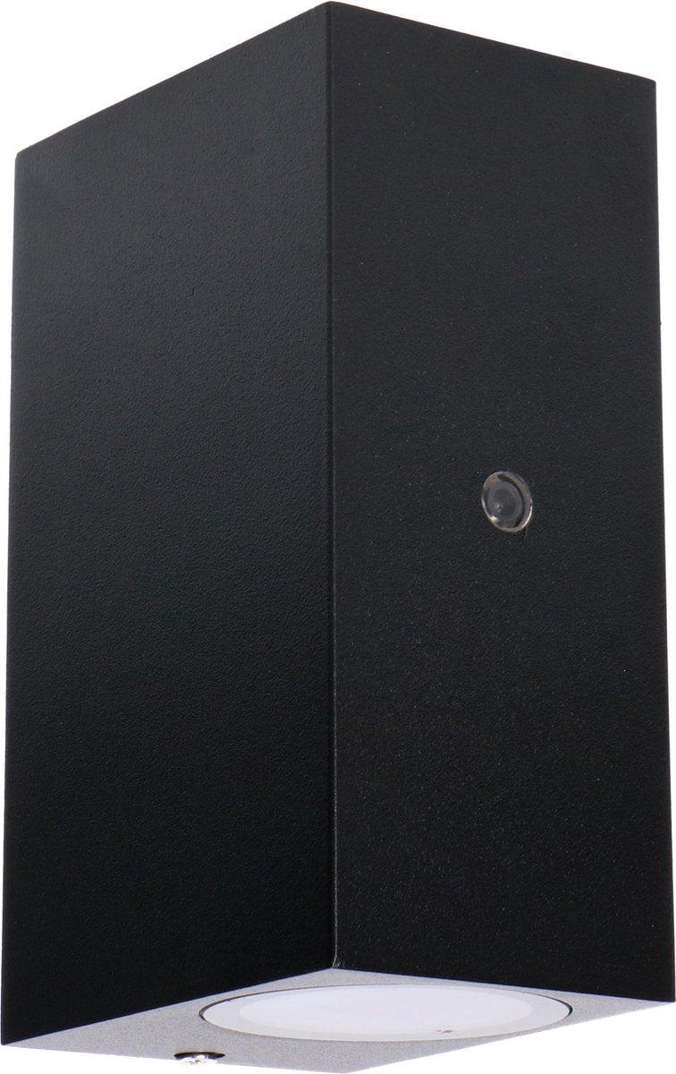 LED Wandlamp met Daglichtsensor 2x GU10 - IP44 - Zwart - Up & Down