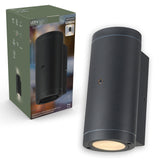 Applique murale LED avec détecteur - douille GU10 - IP44 étanche - capteur de lumière du jour - 35 W - anthracite - 230 V