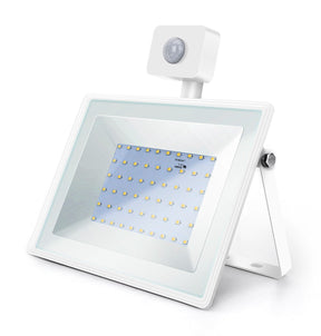 Buitenlamp met sensor, LED schijnwerper 50W vervangt 450W, daglichtwit 6400K, 120°, IP65