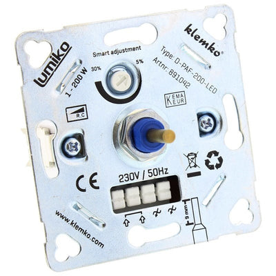LED dimmer, fase-afsnijding, 1-200W 230V AC, inbouw, 4-6mm as