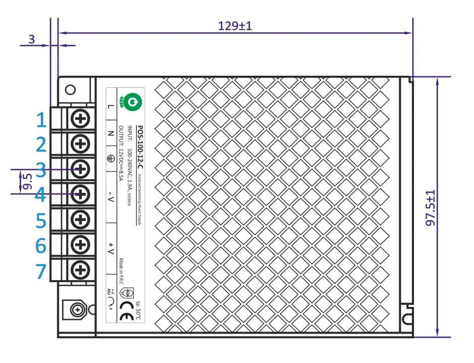LED driver 12 Volt DC - 8.5A | 100 Watt | IP20 - binnenshuis - LEDPLANET.NL