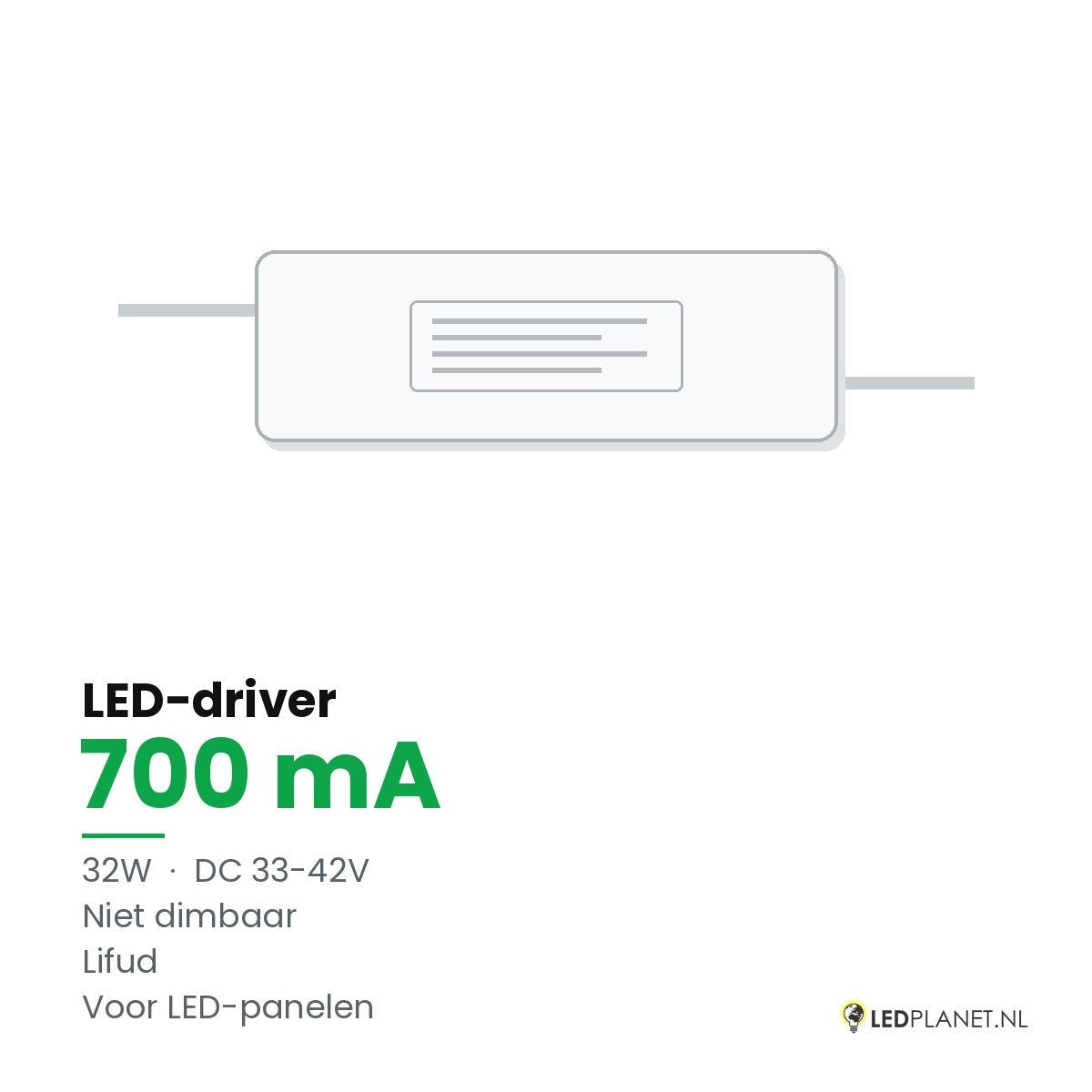 LED-driver voor LED-paneel - 32W - 700 mA - DC 33-42V - niet dimbaar - Lifud