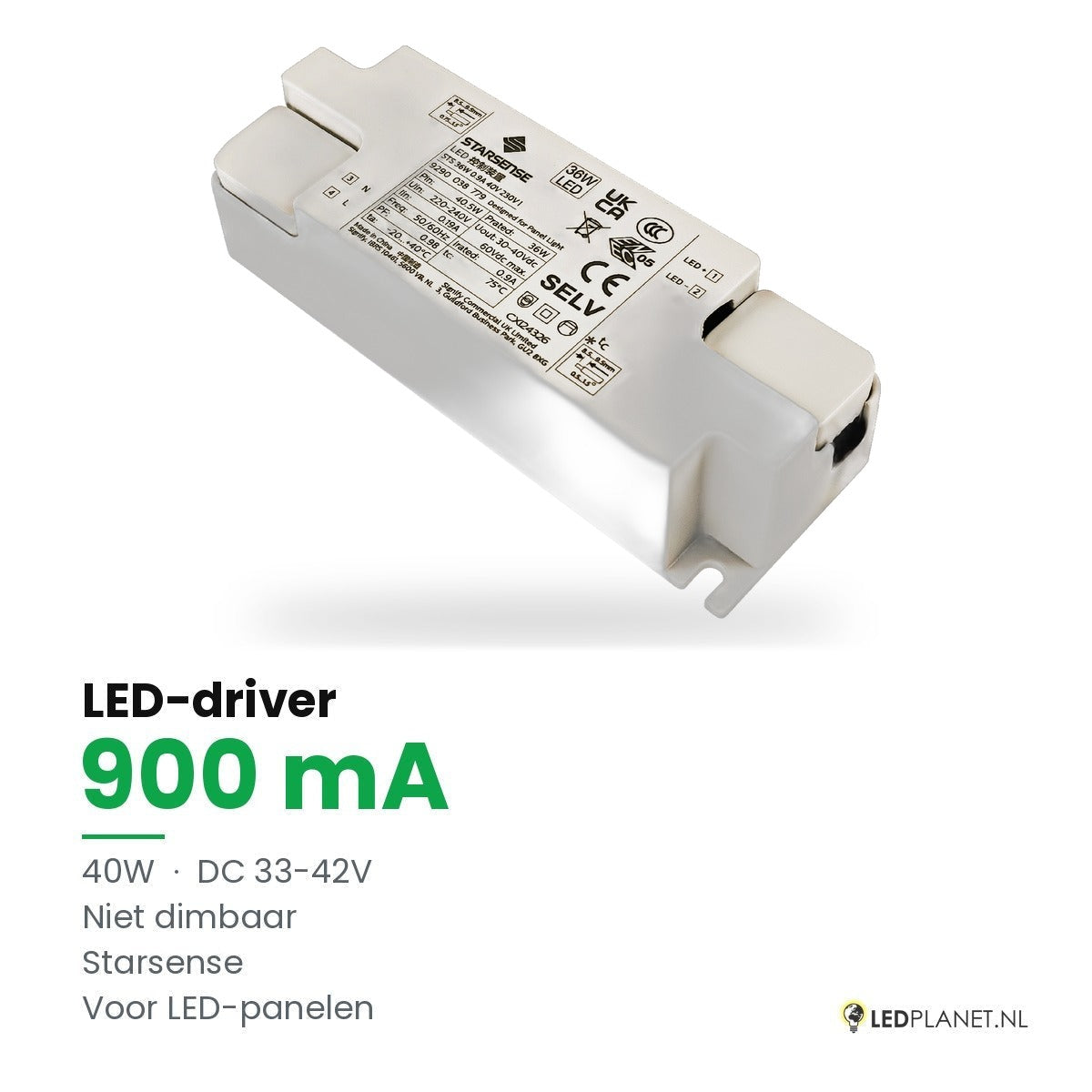 LED-driver voor LED-paneel - 40W - 900 mA - DC 33-42V - niet dimbaar - Starsense