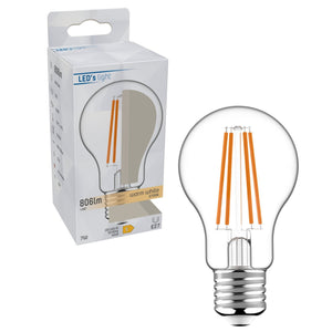 Ampoule LED filament 806 lumens - 7 W - 2700 K - E27 - verre transparent