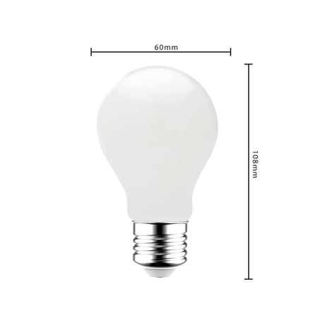 Ampoule LED à filament E27 806 lumens - 7W - Blanc chaud 2700K - A60 en forme de poire - verre opale
