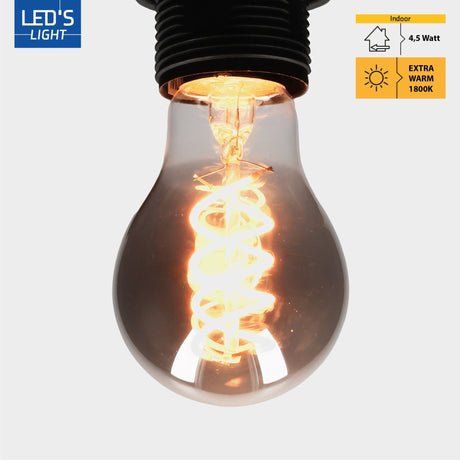 Ampoule à filament LED A60 en verre fumé - Culot E27 - 4,5W - 120 lumens - Blanc extra chaud (1800K) - Dimmable