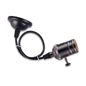 LED hanglamp vintage, pendel lamphouder E27, industrieel draaiknop, antraciet 120cm