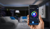 LED kaarslamp E14 smart met slimme bediening via smartphone in moderne woonkamer