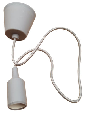 Ampoule LED DIY | suspension à câble textile - câble de fer à repasser | douille E27 en silicone | gris