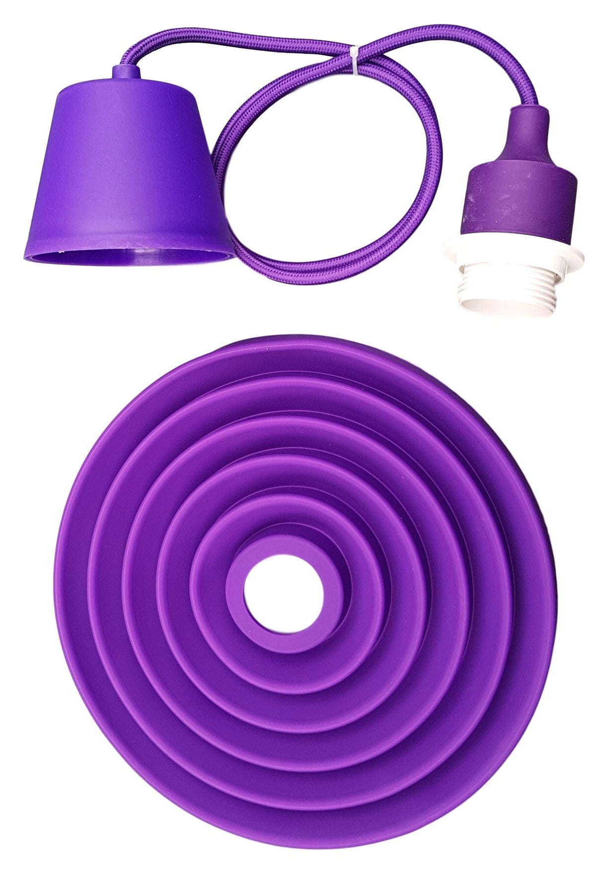 LED lamp DIY | vouwbare hanglamp - strijkijzer snoer | E27 siliconen fitting | paars - LEDPLANET.NL