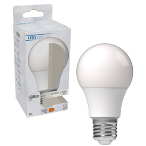 Ampoule LED E27 806 lumens - 8W - Blanc froid 4000K - A60 en forme de poire - Verre opale