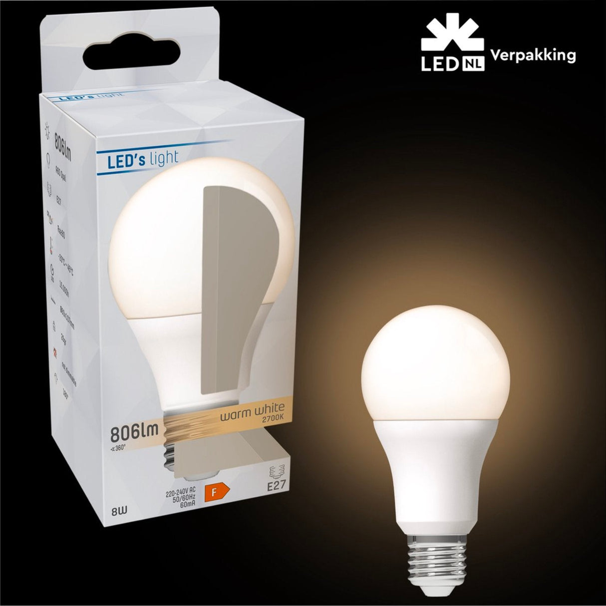 LED lamp E27 warmwit 2700K - 13W 1521 lumen - A60 mat opaal