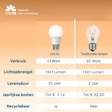LED lamp E27 warmwit 2700K - 13W 1521 lumen - A60 mat opaal