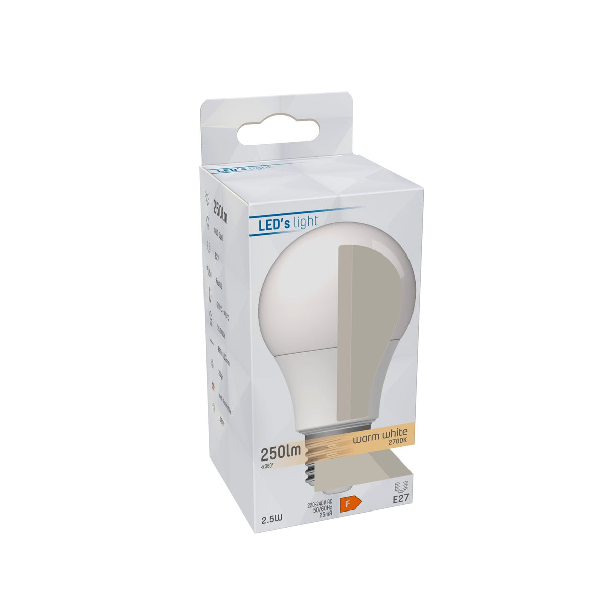 LED lamp E27 warmwit 2700K - 2.5W 250 lumen - mat glas - vervangt 25W