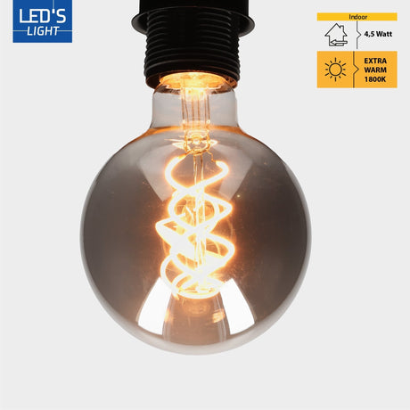 LED Lamp Smokey E27 - Edison Vintage - Dimbaar licht - Bol G95