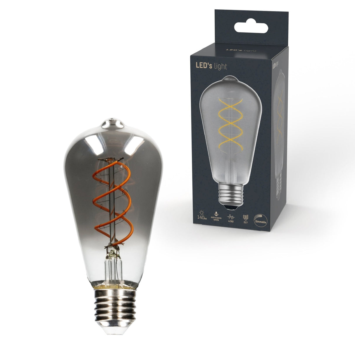 LED Lamp smokey E27 - Nostalgisch retro - Dimbaar warm wit licht - Edison ST64