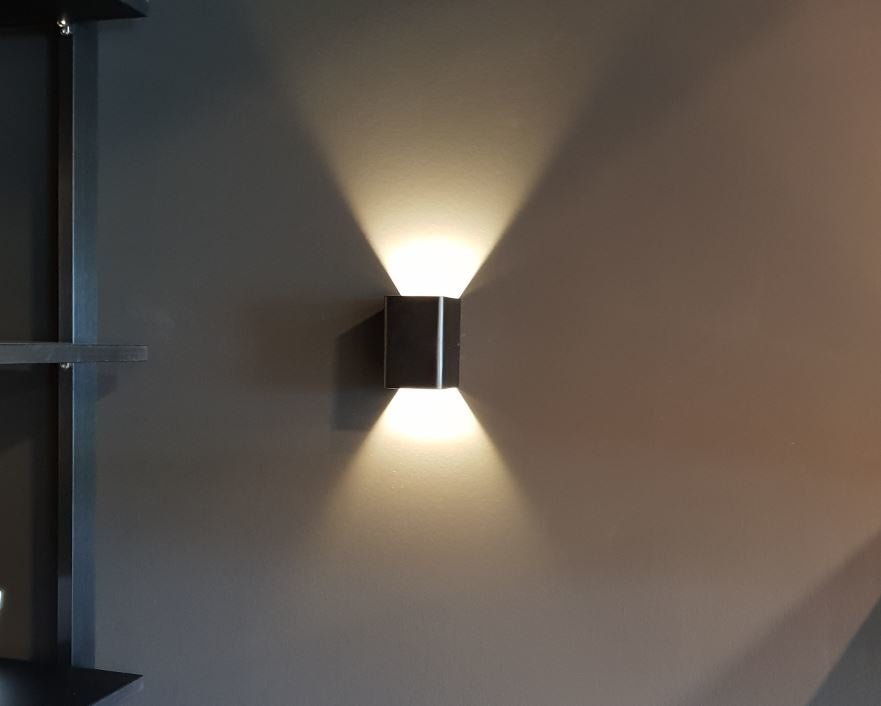 LED lampen | wandspot 2 - zijdig sfeerlicht | 3W 3000K | 7 x 10cm zwart geborsteld - LEDPLANET.NL