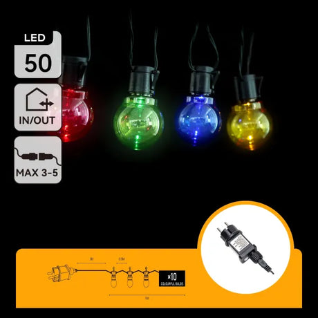 Aigostar LED lichtslinger buiten waterdicht met 50 kleurrijke bollen voor sfeervolle buitenverlichting