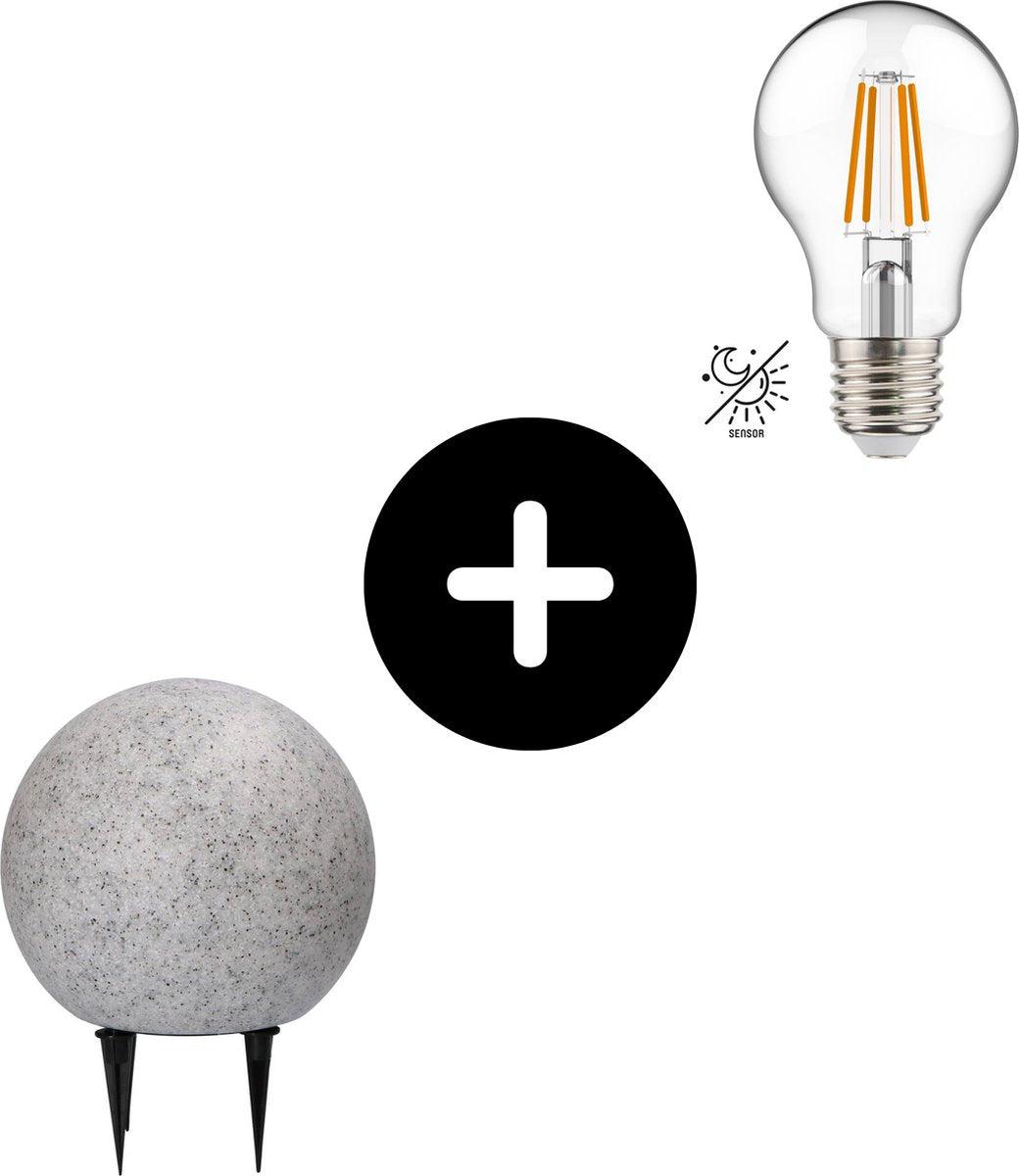 LED padverlichting steen warmwit met sensor - IP65 waterdicht - 20cm