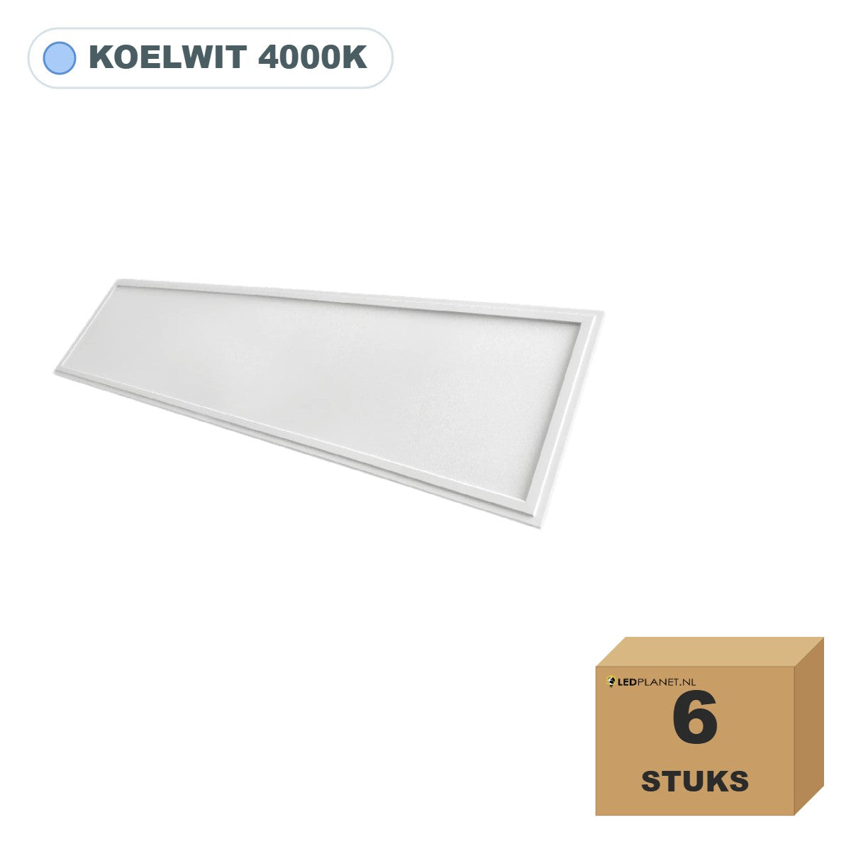 6 stuks edge-lit LED paneel 30x120, 36W, UGR<19, koelwit 4000K, in doos