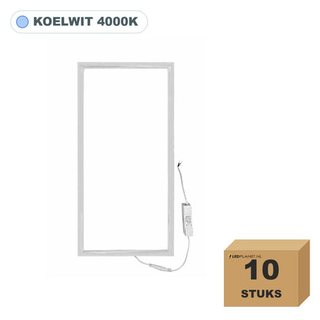 10 stuks LED paneel 30x60, 24W, UGR<19, koelwit 4000K, in doos