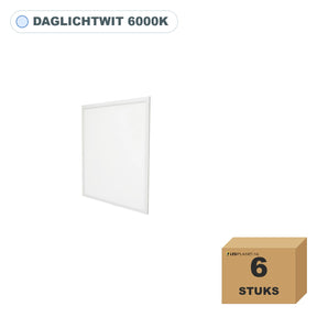 6 stuks edge-lit LED paneel 60x60, 36W, UGR<19, daglichtwit 6000K, in doos