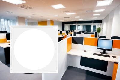 Dalle LED avec surface lumineuse ronde dans un bureau