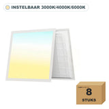 8 stuks LED paneel 62x62, 36W, 3CCT instelbaar 3000K/4000K/6000K, in doos