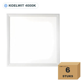 6 stuks edge-lit LED paneel 62x62, 40W, UGR<19, koelwit 4000K, in doos