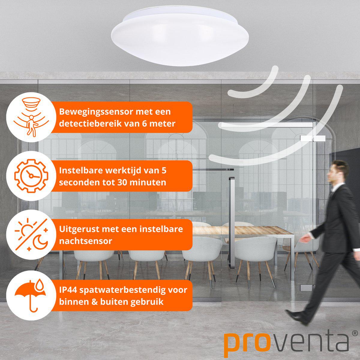 LED's Light Plafondlamp met Sensor 1100 - Daglicht en bewegingsdetectie - Ø 33 cm