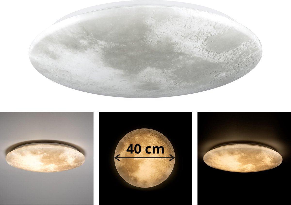 Plafonnier LED 1900 lumens - 18W - Design lune 45cm - Variable avec télécommande