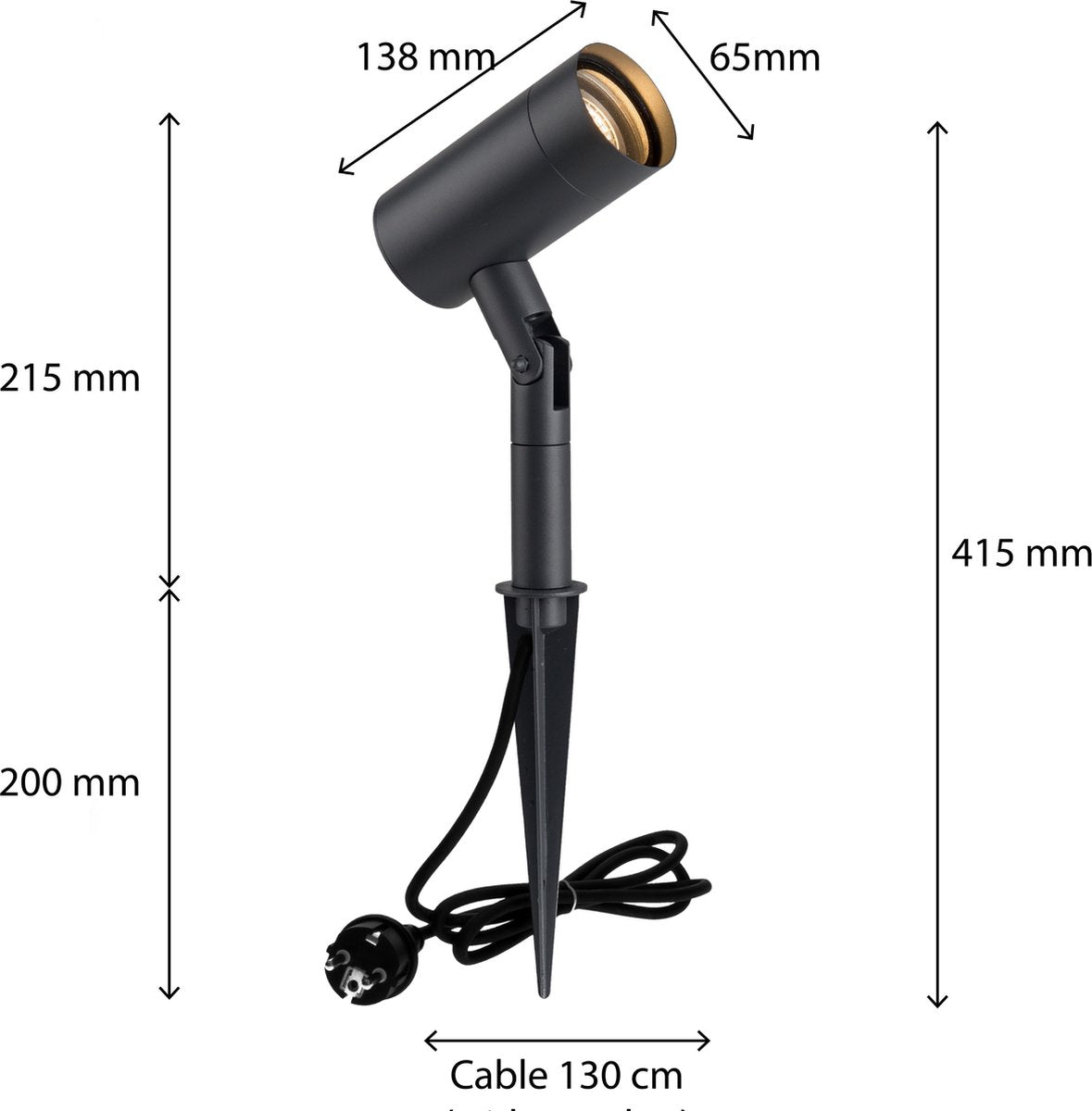 LED Prikspot GU10 - IP54 - Kantelbaar - Antraciet - Grondspies