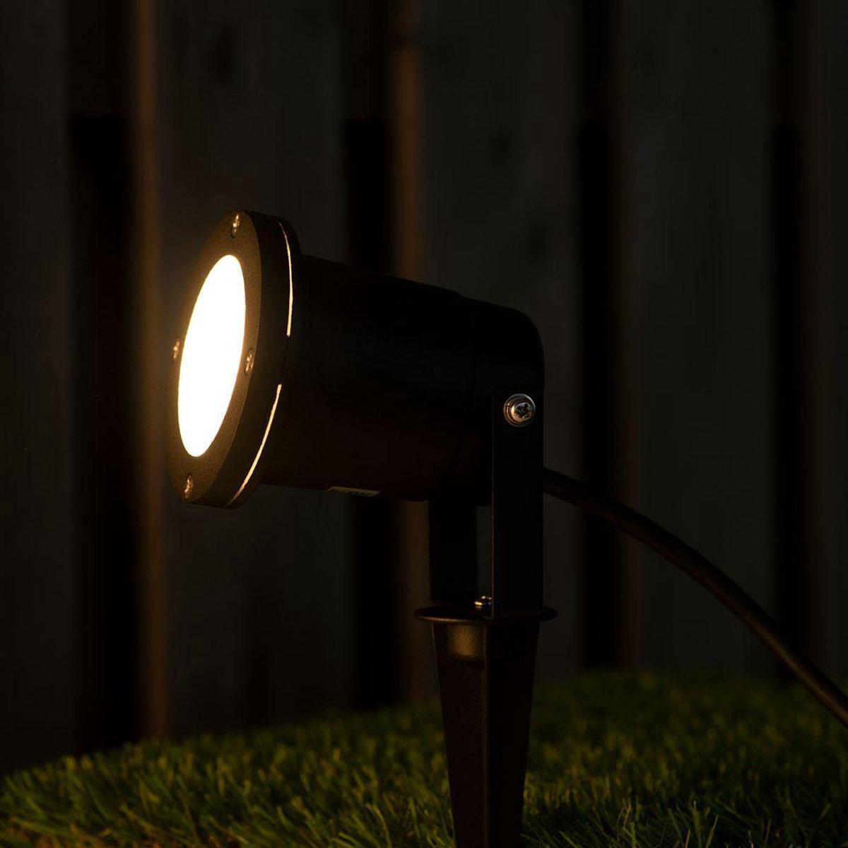 LED Prikspot GU10 - Kantelbaar 360° - IP54 - 150cm Kabel - Zwart