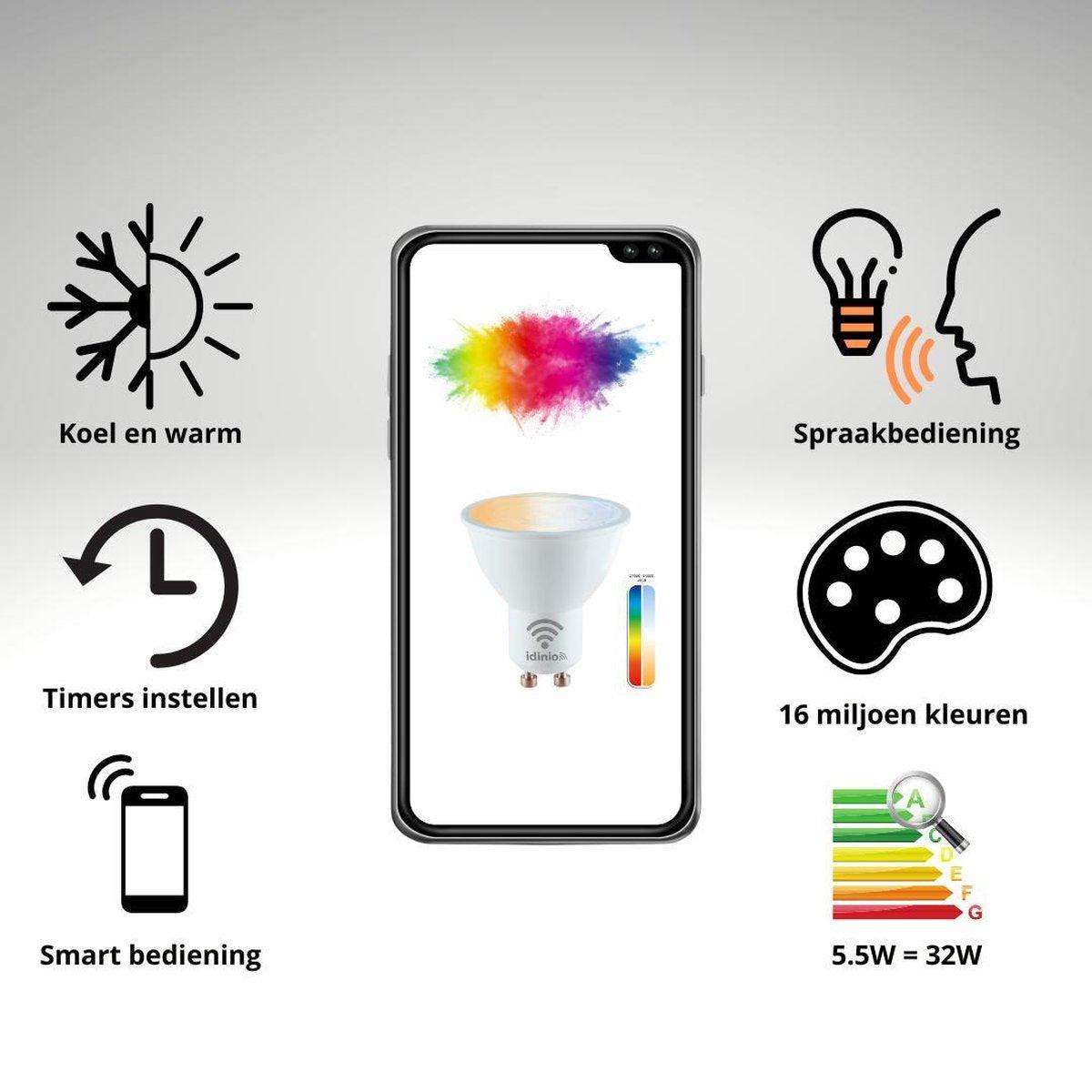 LED Prikspot GU10 - Kantelbaar 360° - IP54 - 150cm Kabel - Zwart