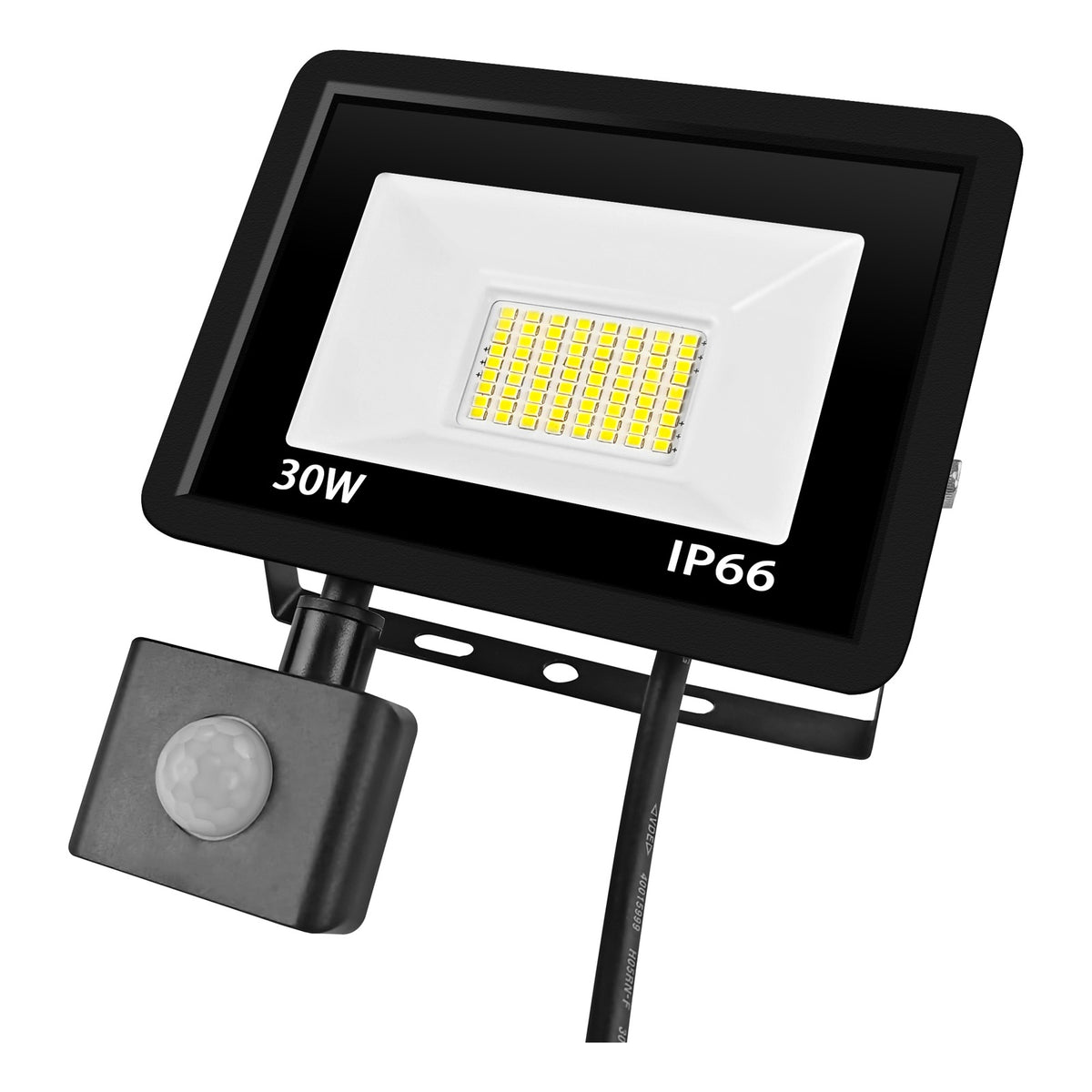 LED schijnwerper 30W met bewegingssensor koelwit 4000K – voorkant