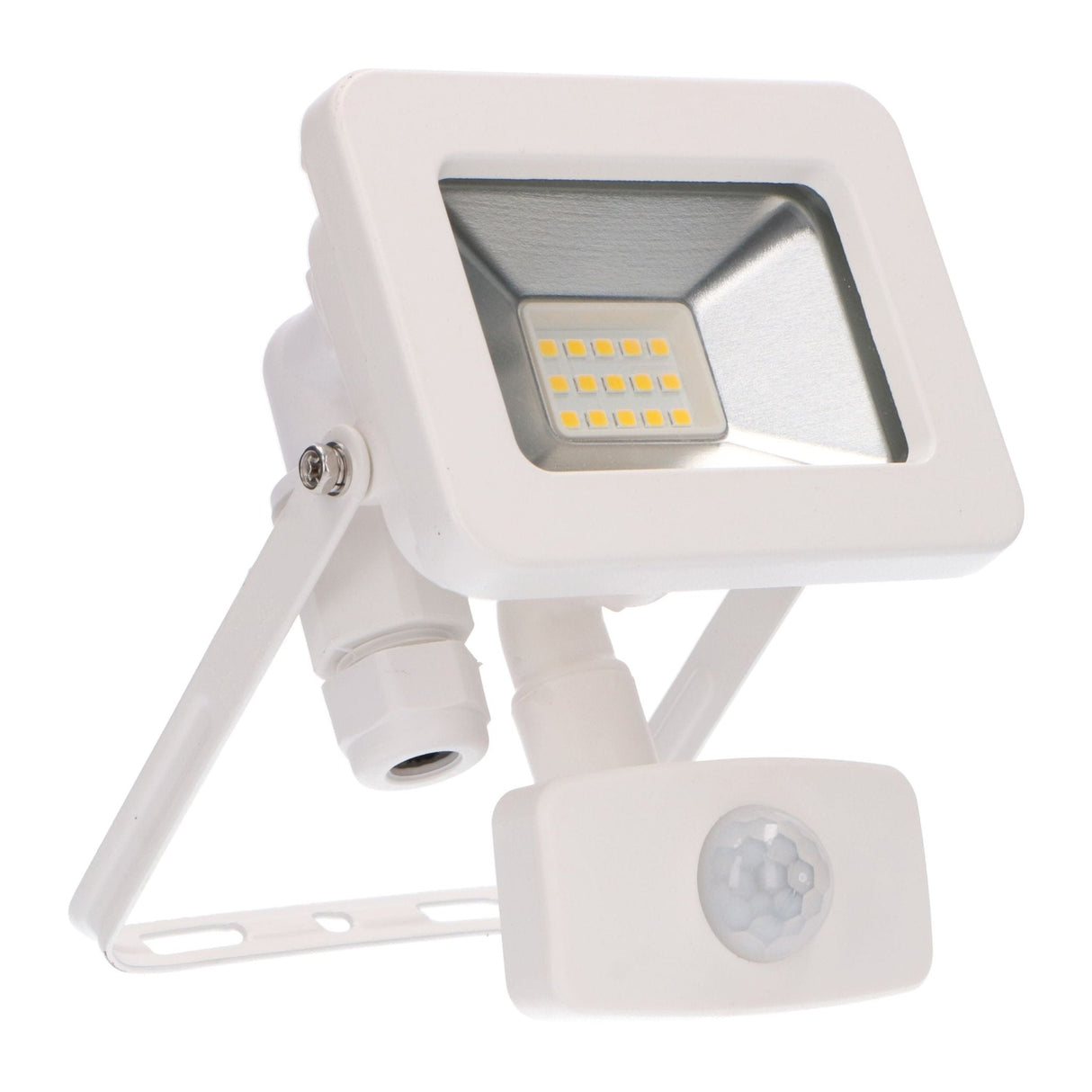LED schijnwerper 1100 lumen - 10W - koelwit 4000K - bewegingssensor - daglichtsensor - IP44 waterdicht - wit - 230V
