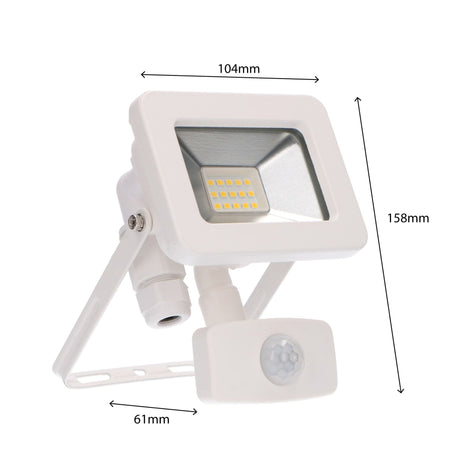 LED schijnwerper 1100 lumen - 10W - koelwit 4000K - bewegingssensor - daglichtsensor - IP44 waterdicht - wit - 230V