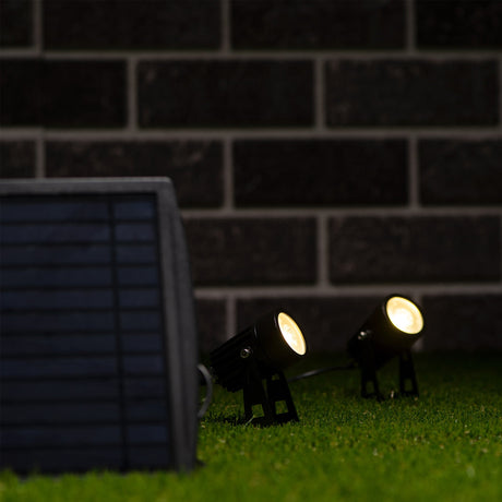 LED Solar Tuinspot 140 Lumen - Warmwit 3000K - IP65 - 2 Stuks - Zonnepaneel