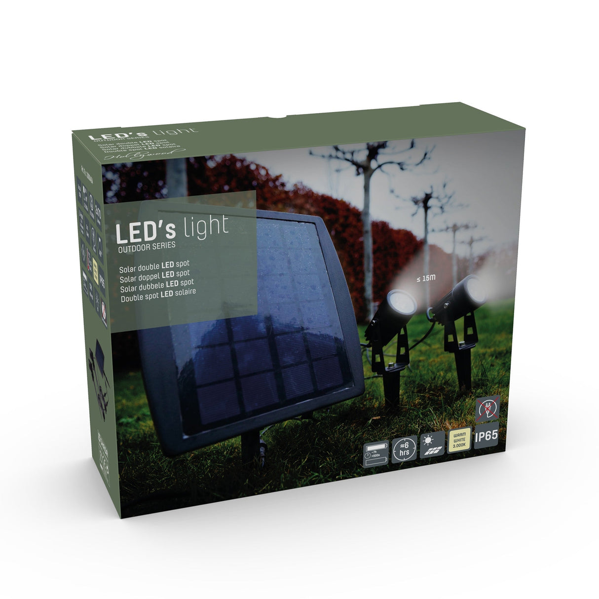LED Solar Tuinspot 140 Lumen - Warmwit 3000K - IP65 - 2 Stuks - Zonnepaneel