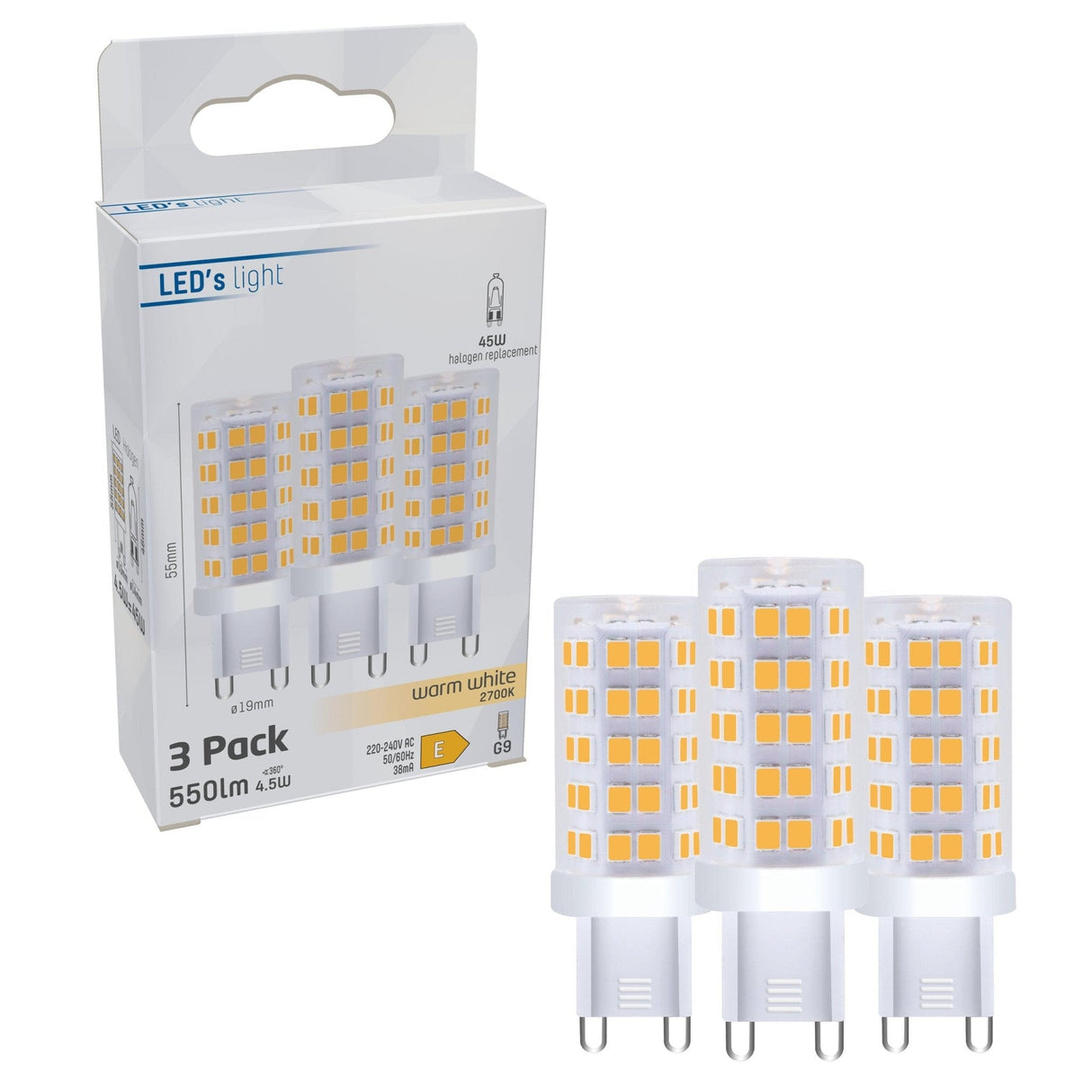 LED Lamp G9 550 lumen - 4,7W - Warmwit 2700K - Capsule - 3 stuks