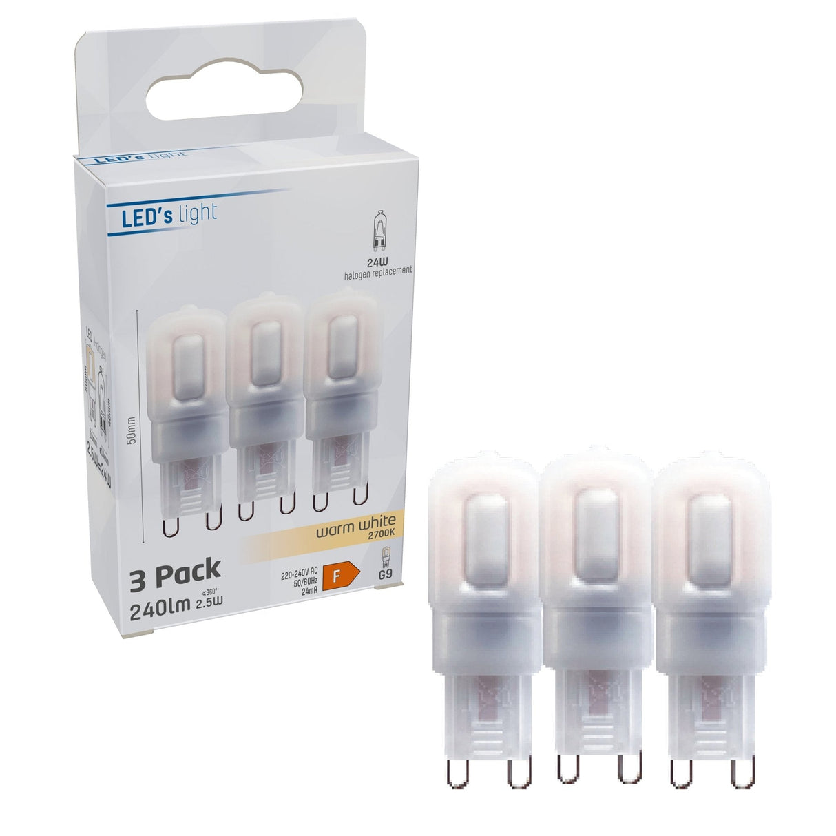 G9 LED Capsule - Warmwit 2700K - 2,5W - 240 Lumen - 3 Stuks